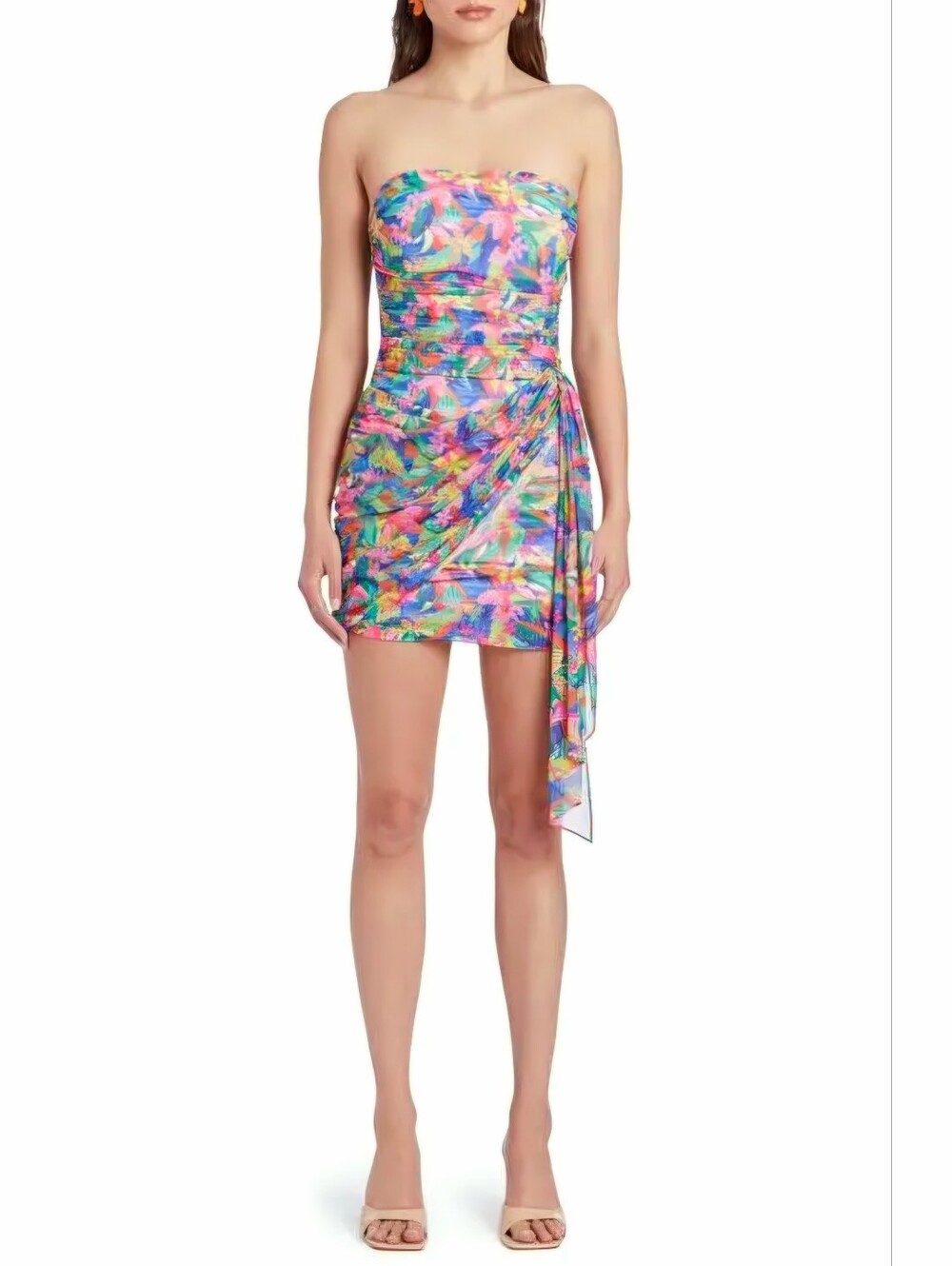 NWT Amanda Uprichard Floral Anja Strapless Ruched Mini Dress – Sz Extra Small